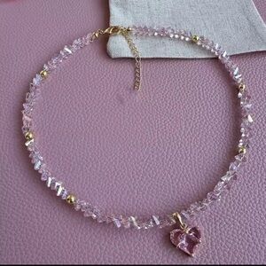 Pink Crystal Heart Necklace